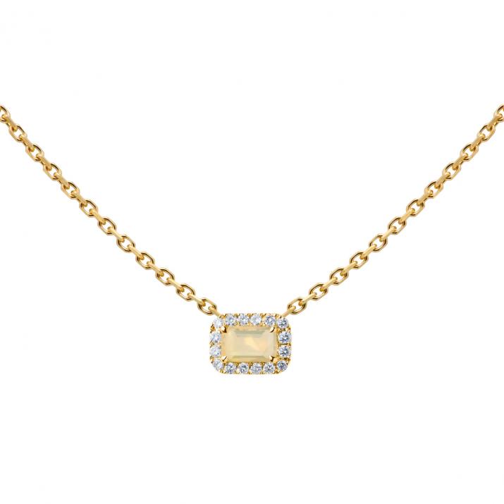 Collier chaîne opale et diamants or jaune - Redline