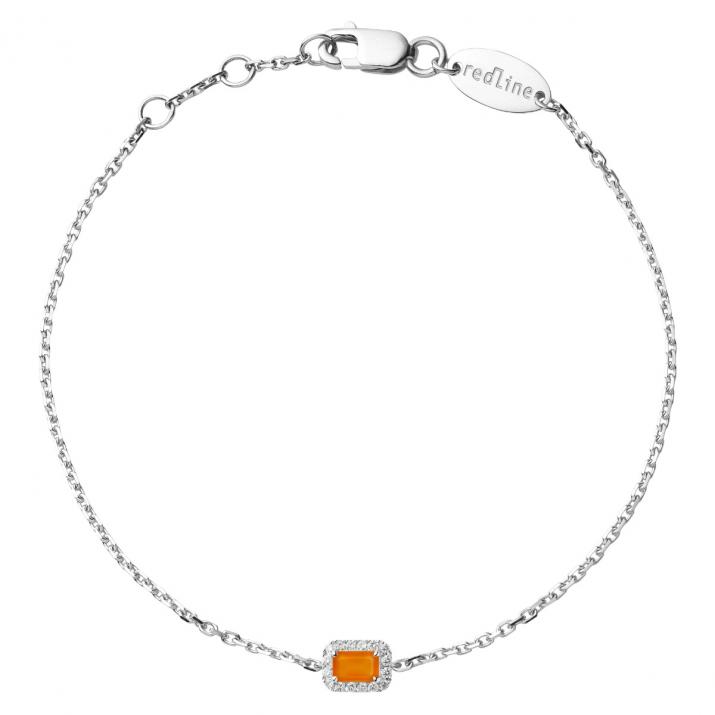 Bracelet chaîne cornaline et diamants or blanc - Redline - 0++