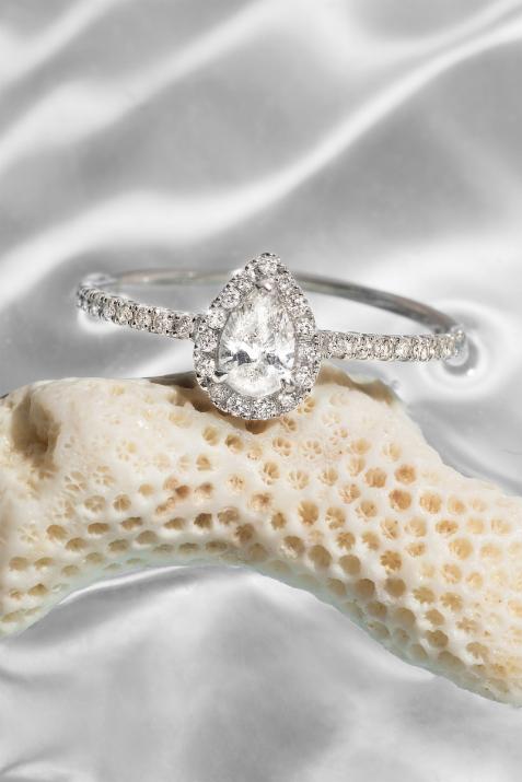 Bague jonc avec diamants 0.43 carats en or blanc - Redline - 0++