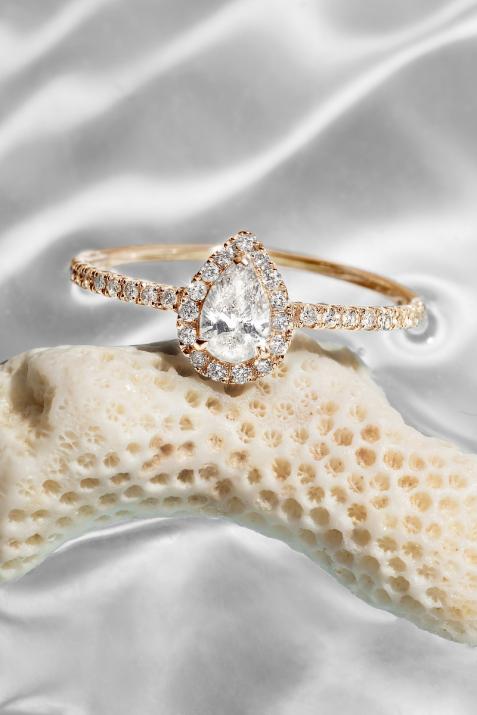 Bague jonc avec diamants 0.43 carats en or rose - Redline - 0++