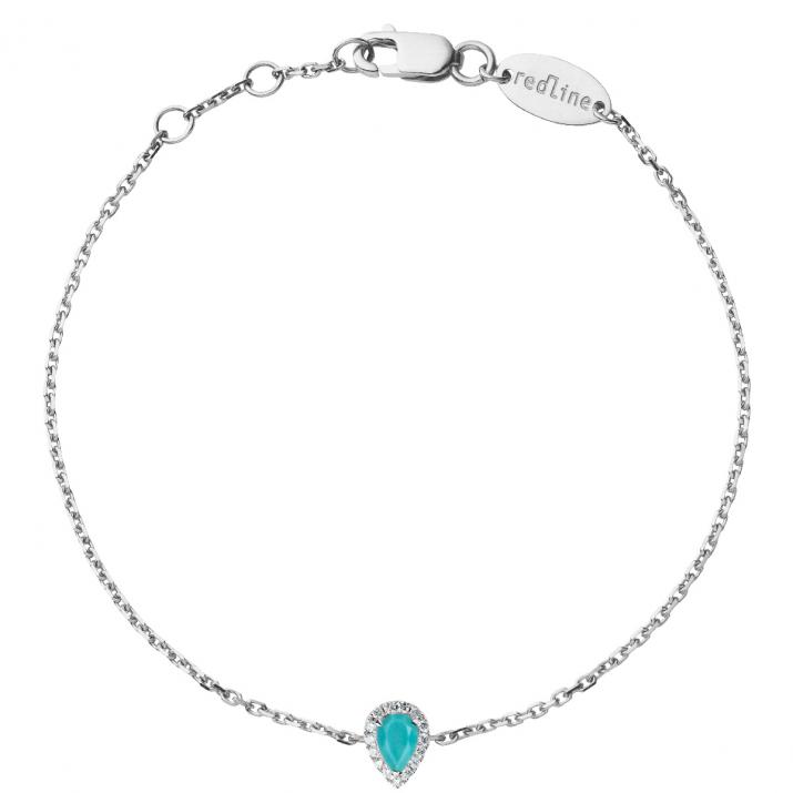 Bracelet chaîne turquoise et diamants en or blanc - Redline