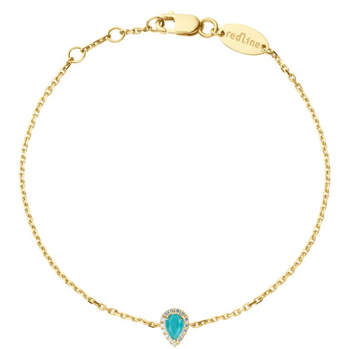 Bracelet chaîne turquoise et diamants en or jaune - Redline - 0++