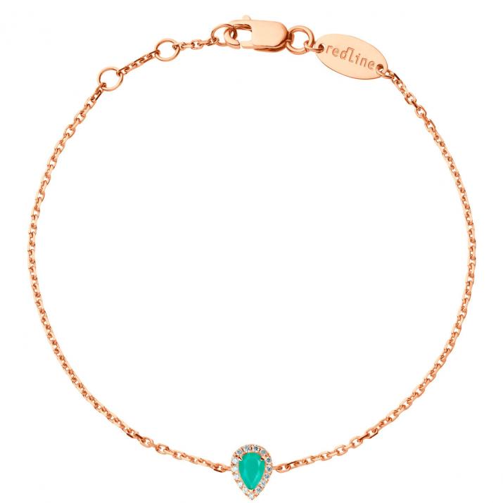Bracelet chaîne turquoise et diamants en or rose - Redline - 0++
