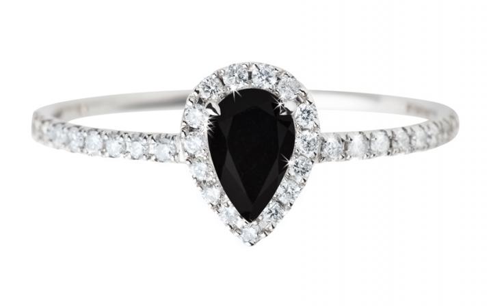 Bague jonc onyx et diamants en or blanc - Redline - 0++