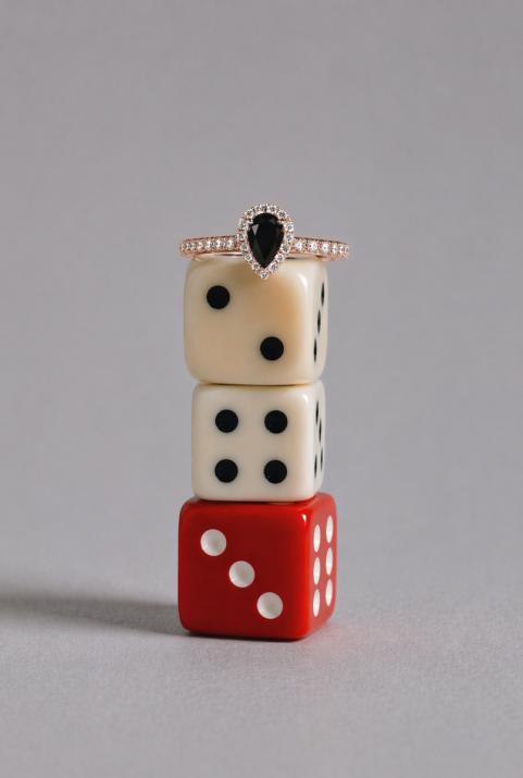 Bague jonc onyx et diamants en or rose - Redline - 0++