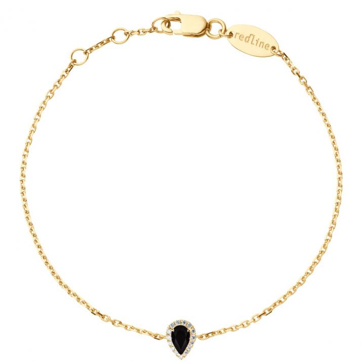 Bracelet chaîne onyx et diamants en or jaune - Redline - 0++