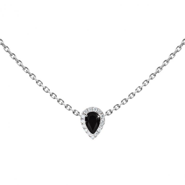 Collier chaîne onyx et diamants en or blanc - Redline - 0++