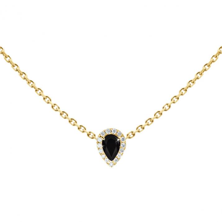 Collier chaîne onyx et diamants en or jaune - Redline - 0++