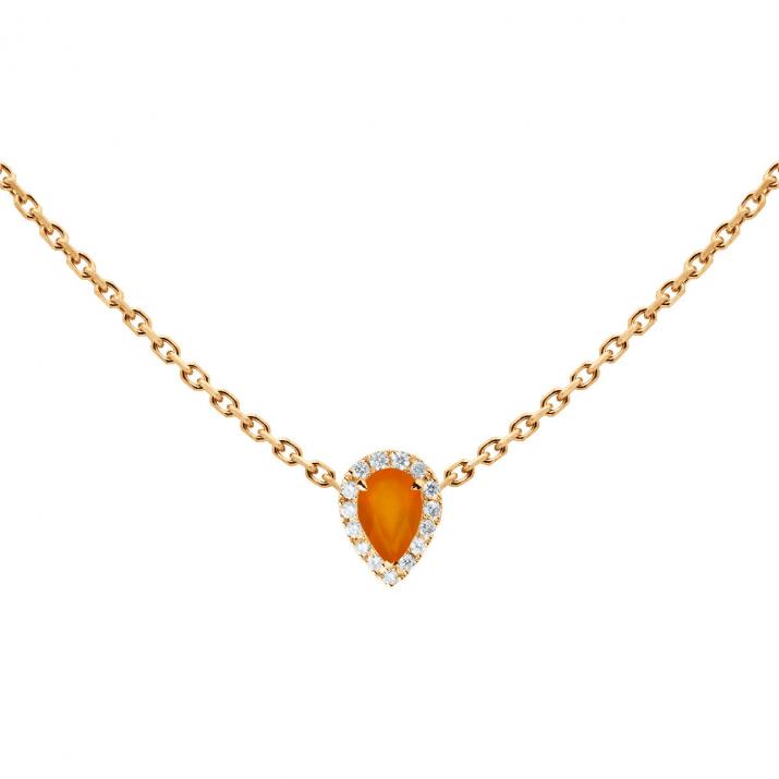 Collier chaîne cornaline et diamants en or rose - Redline