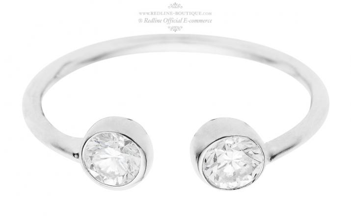 Bague demi jonc avec diamant 0.2 carat en serti clos or blanc - Redline - 0++