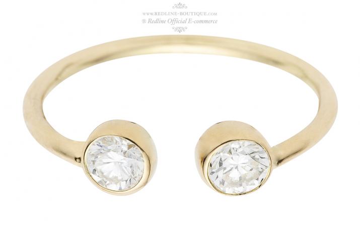 Bague demi jonc avec diamant 0.2 carat en serti clos or jaune - Redline - 0++