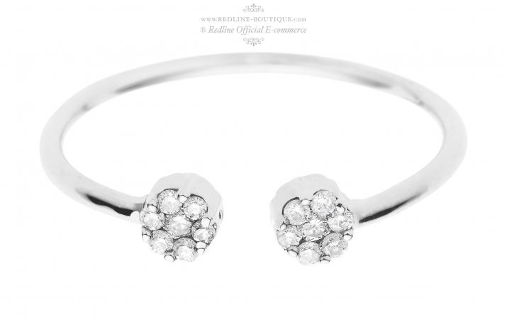 Bague demi jonc avec diamant 0.1 carat en serti invisible or blanc - Redline - 0++