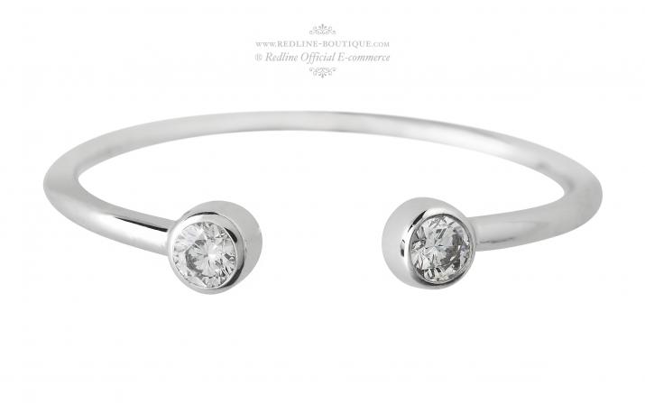 Bague demi jonc avec diamant 0.1 carat or blanc - Redline - 0++