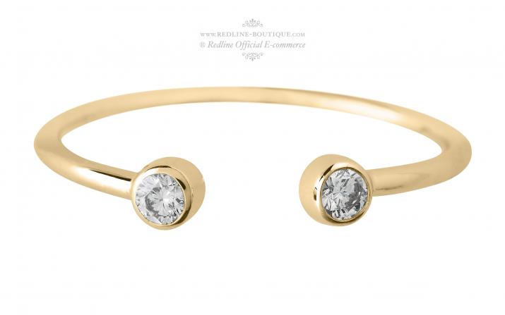 Bague demi jonc avec diamant 0.1 carat or jaune - Redline - 0++