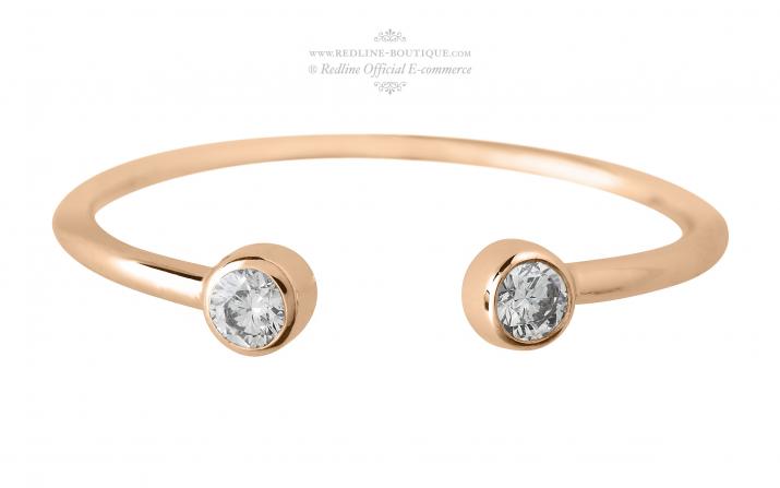 Bague demi jonc avec diamant 0.1 carat or rose - Redline - 0++