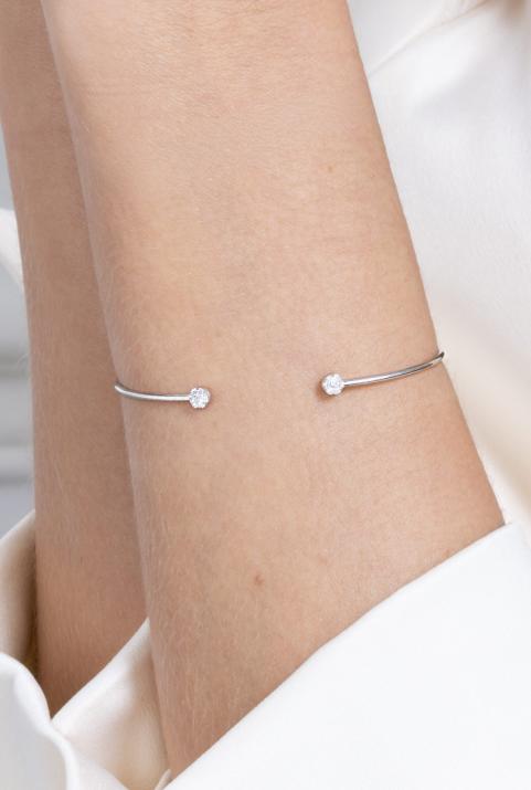 Bracelet jonc avec diamants 0.20 carat en serti invisible or blanc - Redline - 0++