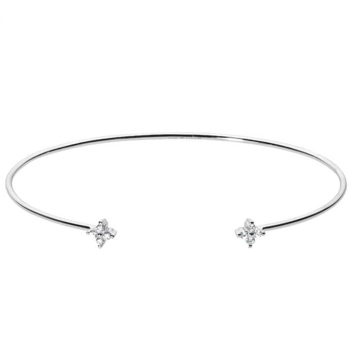 Bracelet jonc or blanc ouvert avec diamant 0.113 ct - Redline