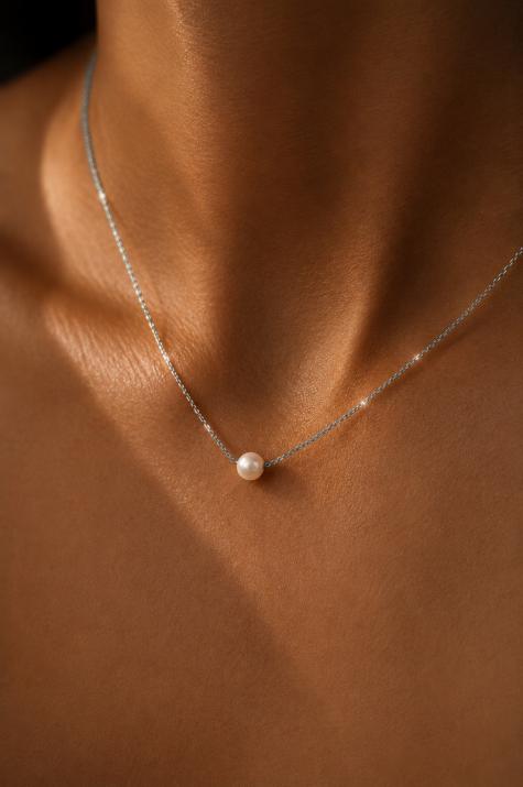 Collier chaîne avec perle d'Akoya fermoir en or blanc - Redline - 0++