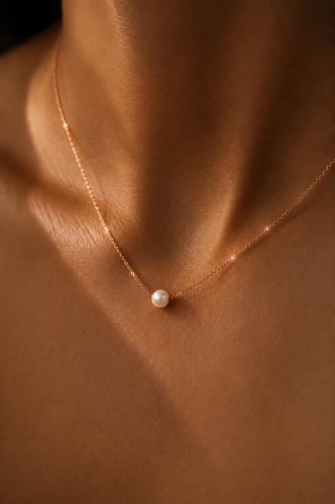 Collier chaîne avec perle d'Akoya fermoir en or rose - Redline - 0++