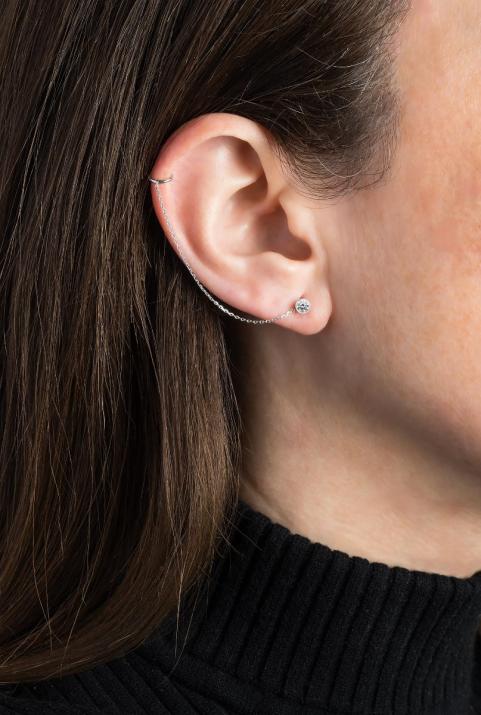 Boucle d'oreille faux piercing diamant or blanc - Redline - 0++