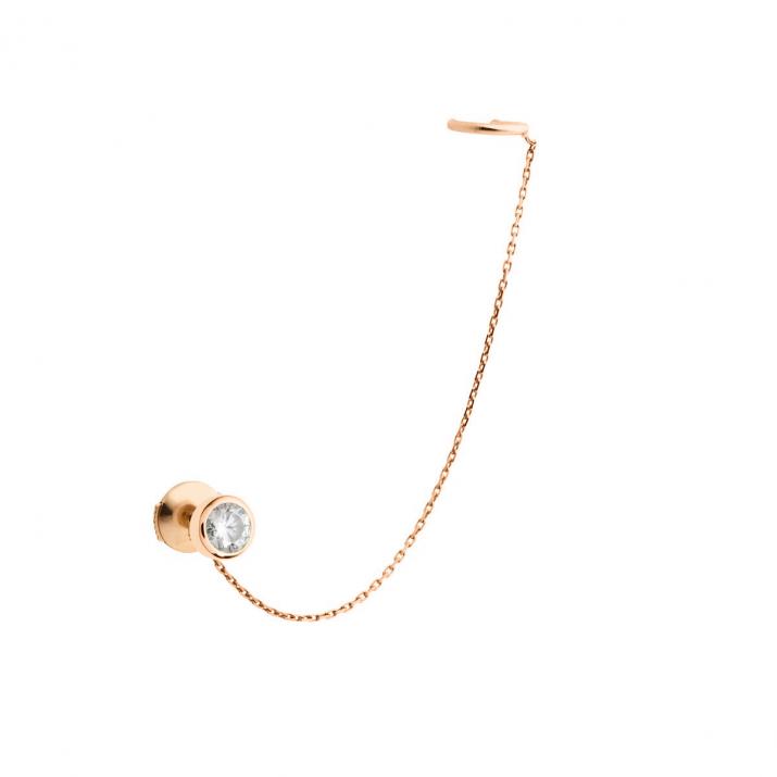 Boucle d’oreille faux piercing en or rose 18K, diamant 0,10 ct - Redline - 0++