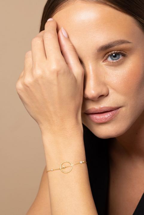 Bracelet chaîne avec des perles d'eau douce or jaune - Redline - 0++