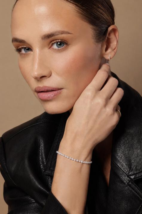 Bracelet en perles sur fil fermoir or blanc - Redline - 0++