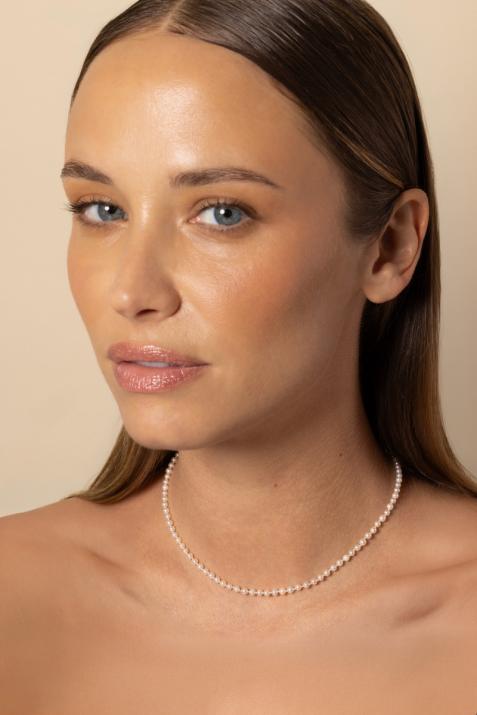 Collier ras du cou en perles sur fil avec fermoir or rose - Redline - 0++