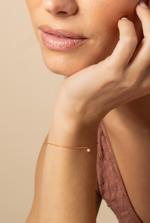 Bracelet Milakoya or jaune 1 perle - Redline - 0++