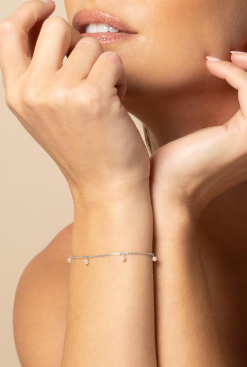 Bracelet Milakoya 5 perles sur chaine or blanc - Redline - 0++