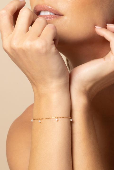 Bracelet Milakoya 5 perles sur chaine or jaune - Redline - 0++