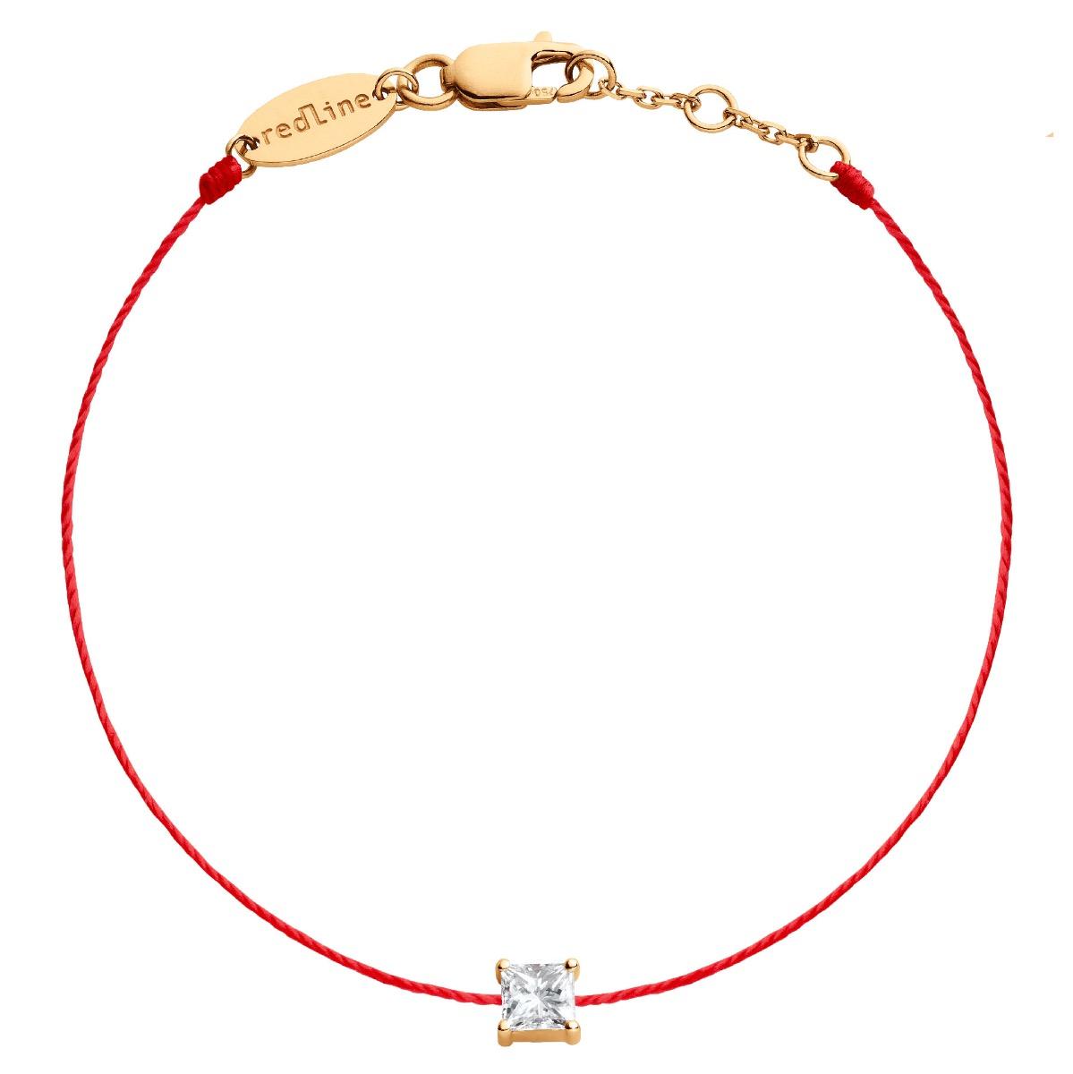 Redline Bijoux - Princesse - Bracelet Fil Femme avec 0.11ct Diamant  Princesse en Or Rose Serti Griffe - Redline