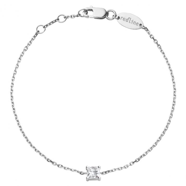 Bracelet chaîne avec diamant princesse 0.11 carat en serti griffe or blanc - Redline - 0++