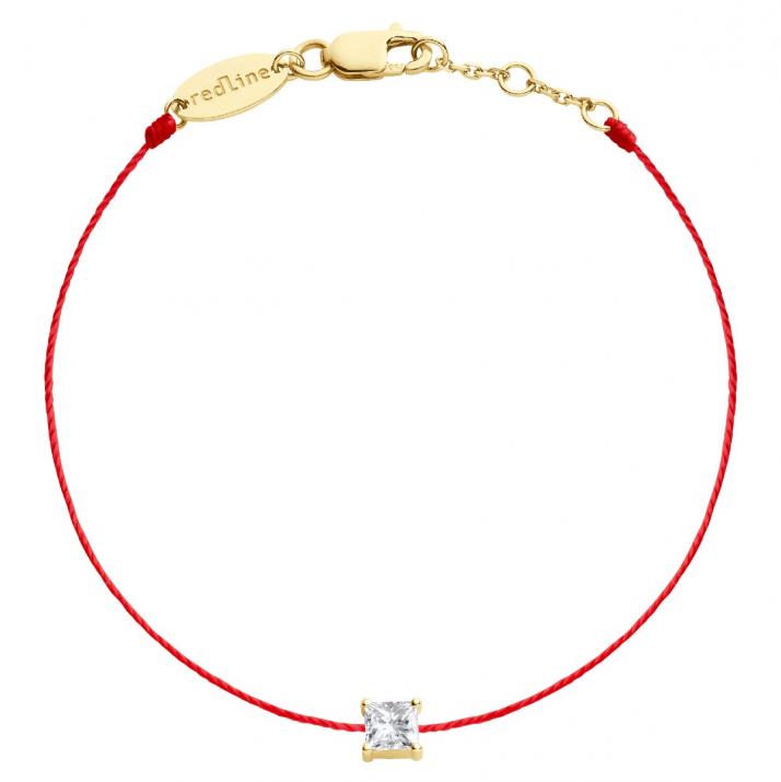Bracelet fil avec diamant princesse 0.11 carat en serti griffe or jaune - Redline - 0++