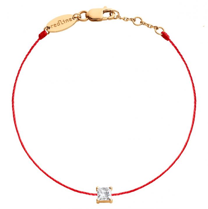 Bracelet fil avec diamant princesse 0.11 carat en serti griffe or rose - Redline - 0++