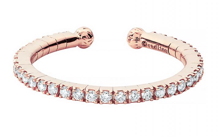 Bague jonc avec diamants 0.29 carat en serti griffe or rose - Redline - 0++