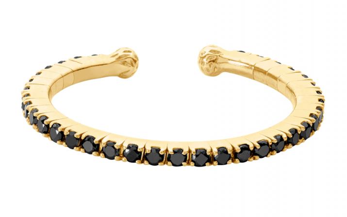 Bague jonc avec diamants noirs 0.29 carat en serti griffe or jaune - Redline - 0++