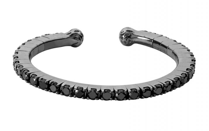 Bague jonc avec diamants noirs 0.29 carat en serti griffe or noir - Redline - 0++