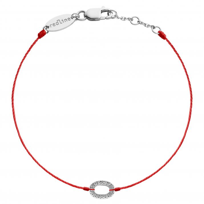 Bracelet fil avec maillon pavé diamant or blanc - Redline