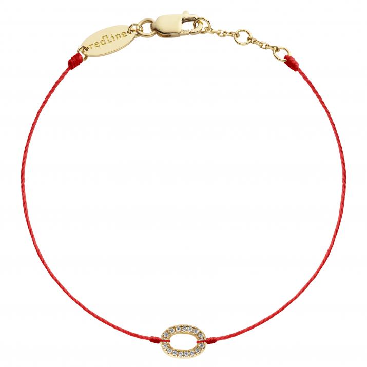Bracelet fil avec maillon pavé diamant or jaune - Redline