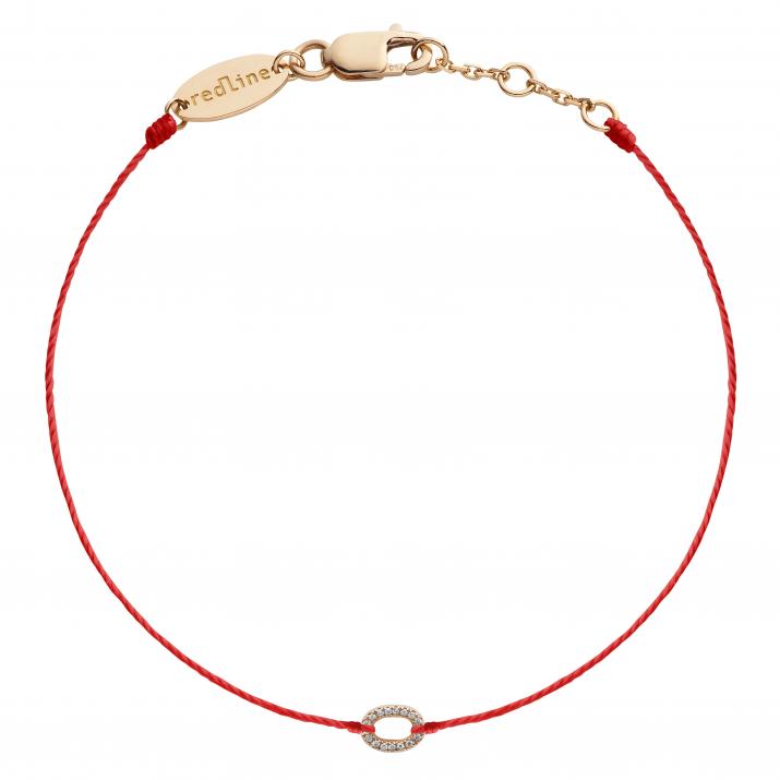 Bracelet Fil Femme avec 0.04ct Diamant Rond en Or Rose Pavé - Redline - 0++