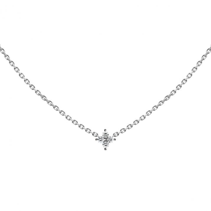 Collier chaîne étoile avec 4 diamants or blanc - Redline - 0++