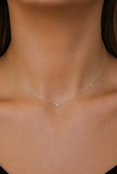 Collier étoile chaîne avec 4 diamants or jaune - Redline - 0++