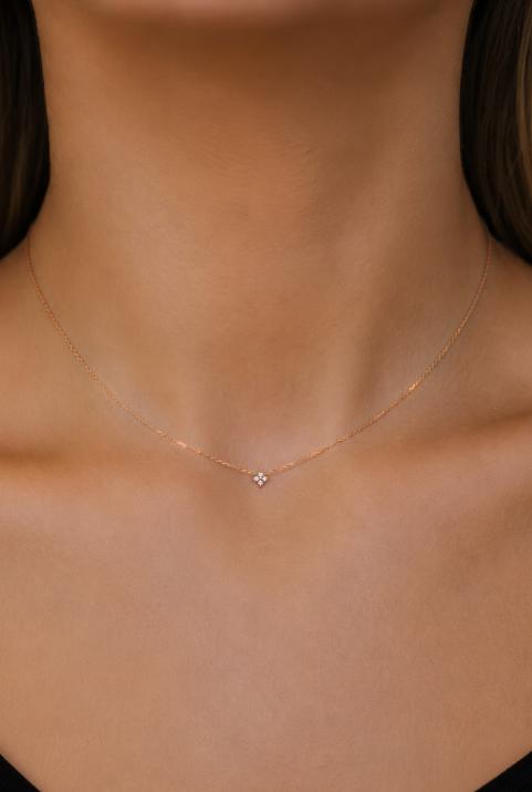 Collier chaîne étoile avec 4 diamants or rose - Redline - 0++