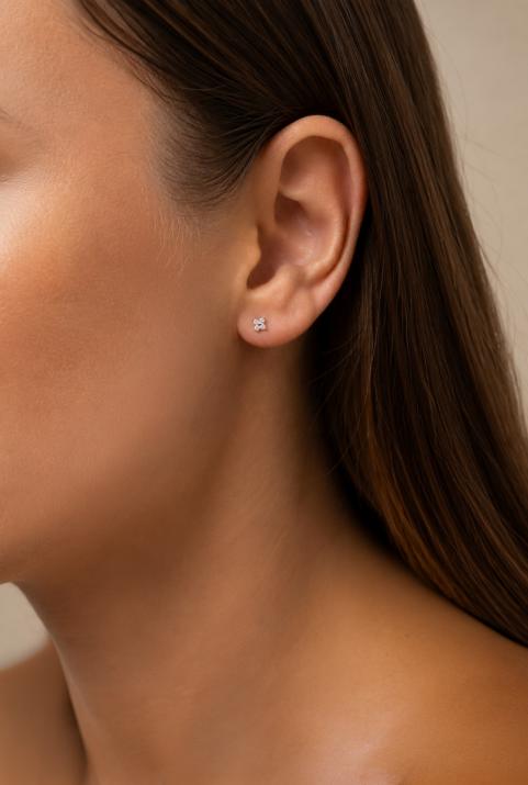 Boucles d'oreilles puces Shiny en or rose - Redline - 0++
