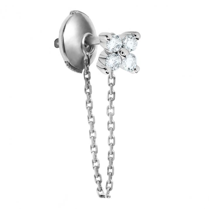 Boucles d'oreilles chaînette étoile avec 4 diamants or blanc - Redline - 0++
