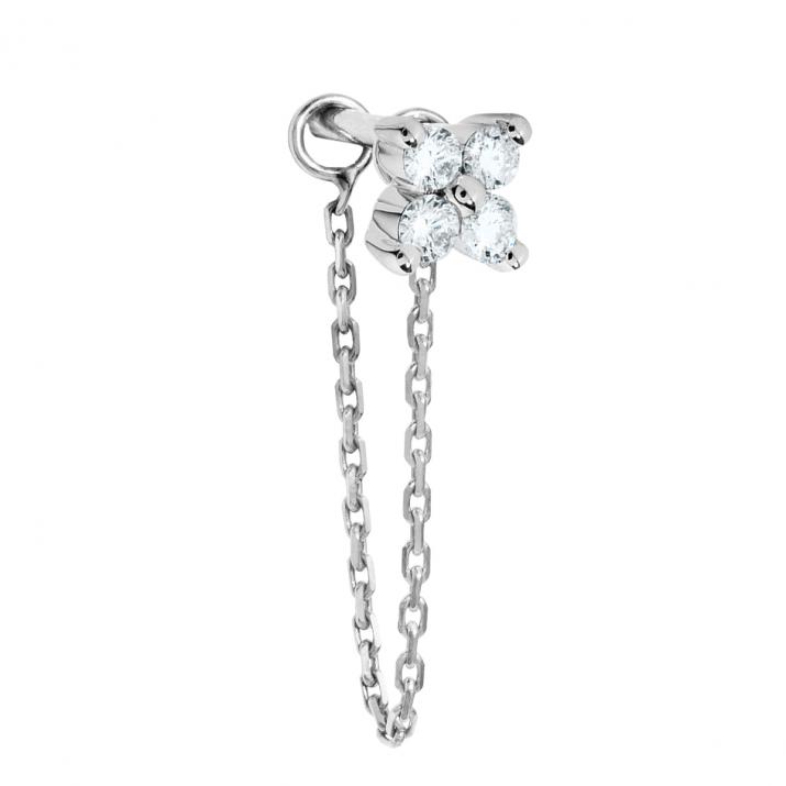 Boucles d'oreilles chaînette étoile avec 4 diamants or blanc - Redline - 0++