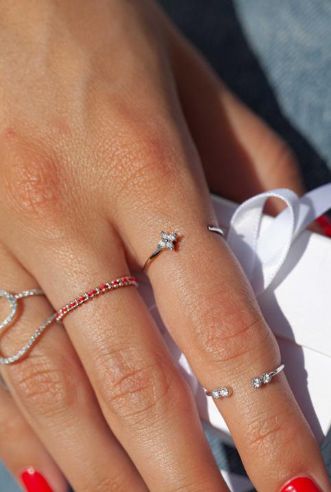 Bague demi jonc avec diamant 0.056 carat serti griffe or rose - Redline - 0++