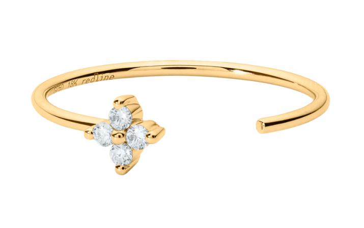 Bague demi jonc avec diamant 0.056 carat serti griffe or jaune - Redline - 0++