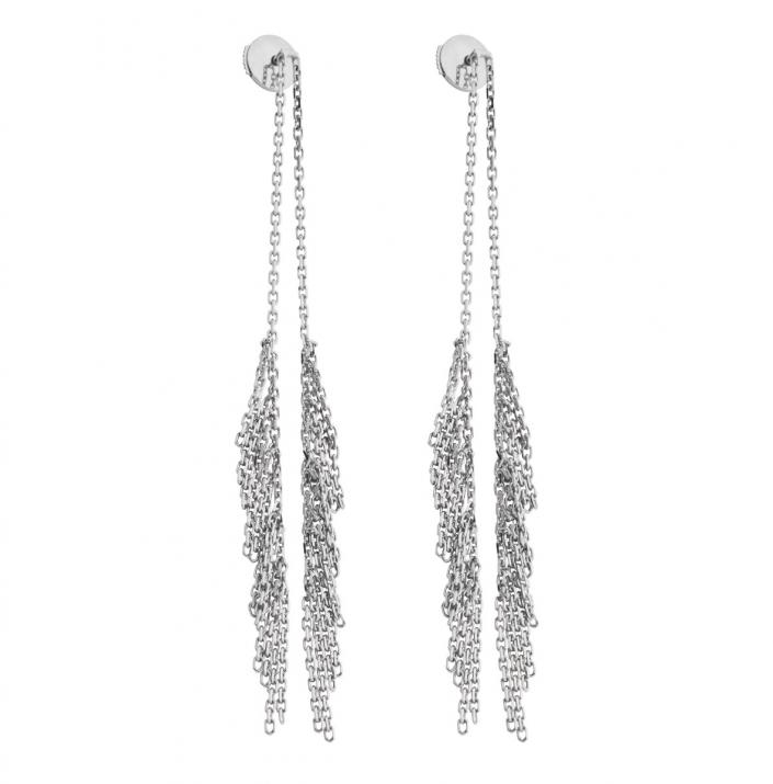 Boucles d'oreilles pendantes or blanc - Redline - 0++